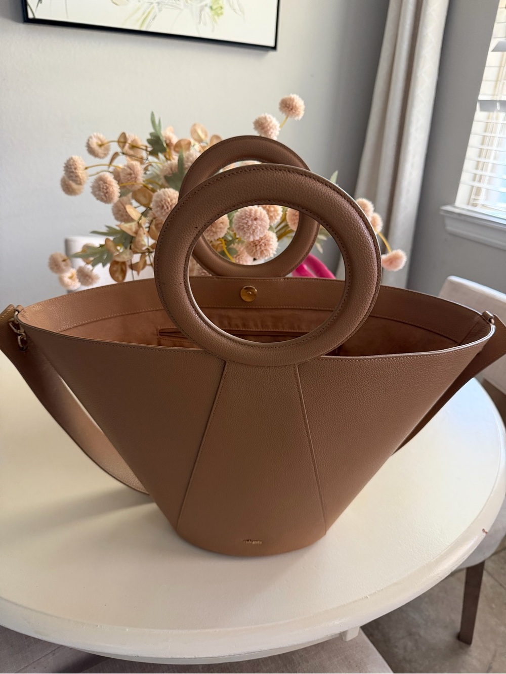 Cult Gaia Roksana Leather Tote Bag in Taupe
